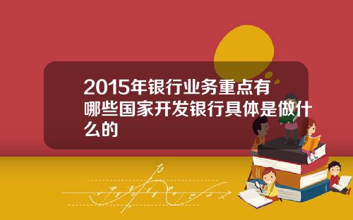 2015年银行业务重点有哪些国家开发银行具体是做什么的