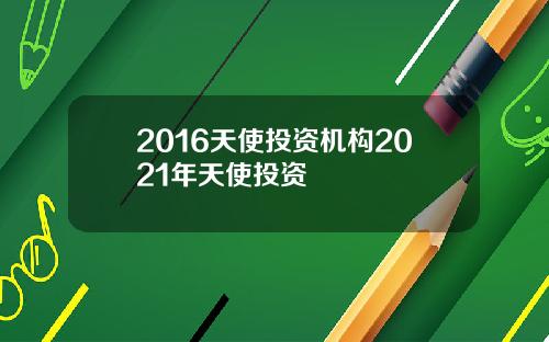 2016天使投资机构2021年天使投资