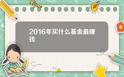 2016年买什么基金最赚钱