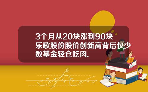 3个月从20块涨到90块乐歌股份股价创新高背后仅少数基金轻仓吃肉.