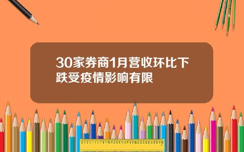 30家券商1月营收环比下跌受疫情影响有限