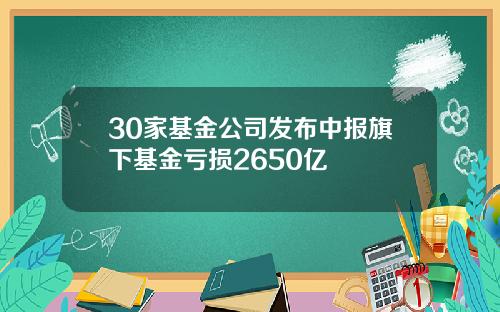 30家基金公司发布中报旗下基金亏损2650亿