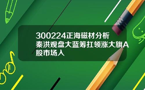 300224正海磁材分析秦洪观盘大蓝筹扛领涨大旗A股市场入