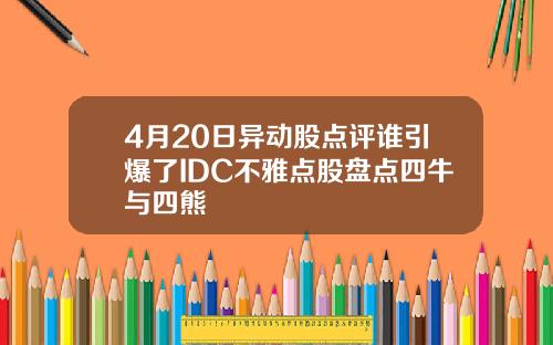 4月20日异动股点评谁引爆了IDC不雅点股盘点四牛与四熊