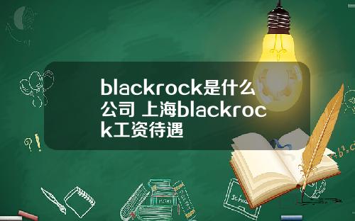 blackrock是什么公司 上海blackrock工资待遇