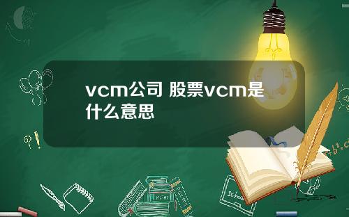 vcm公司 股票vcm是什么意思