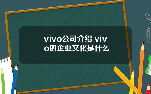 vivo公司介绍 vivo的企业文化是什么