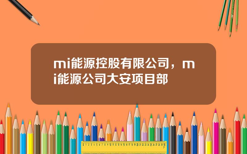 mi能源控股有限公司，mi能源公司大安项目部