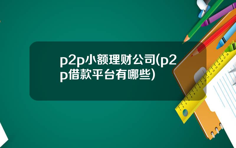 p2p小额理财公司(p2p借款平台有哪些)