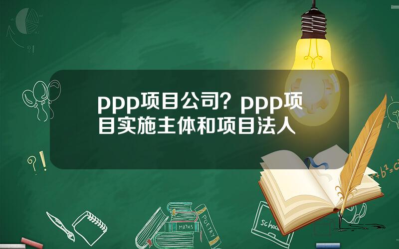 ppp项目公司？ppp项目实施主体和项目法人