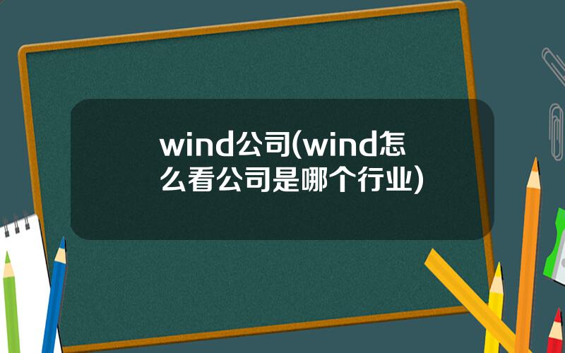 wind公司(wind怎么看公司是哪个行业)