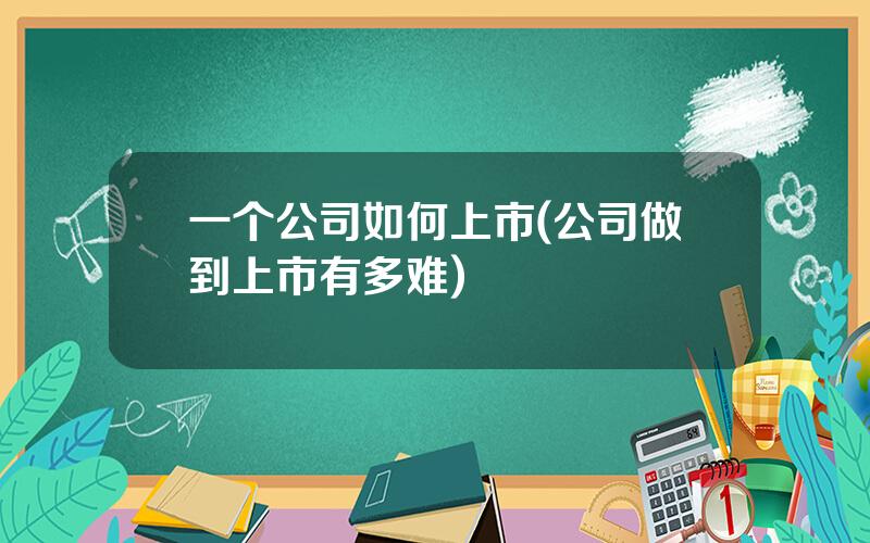 一个公司如何上市(公司做到上市有多难)