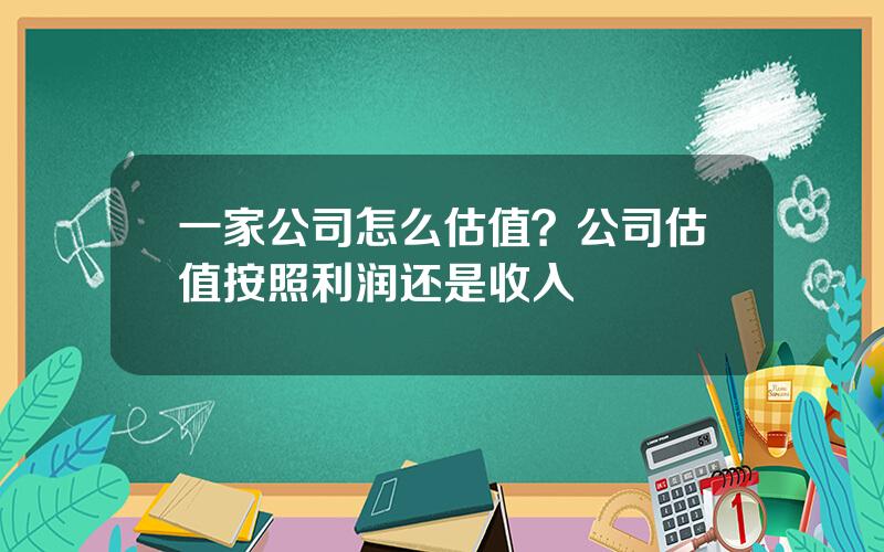 一家公司怎么估值？公司估值按照利润还是收入