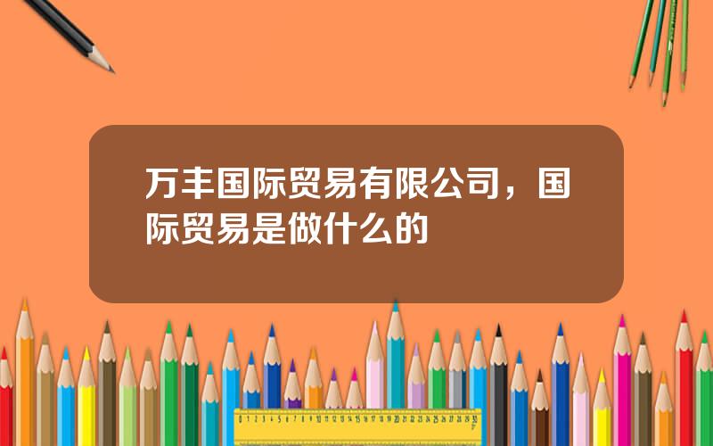 万丰国际贸易有限公司，国际贸易是做什么的