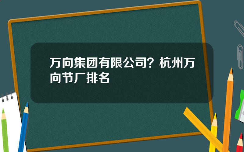 万向集团有限公司？杭州万向节厂排名