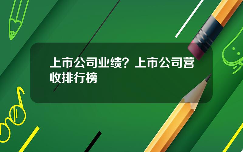 上市公司业绩？上市公司营收排行榜