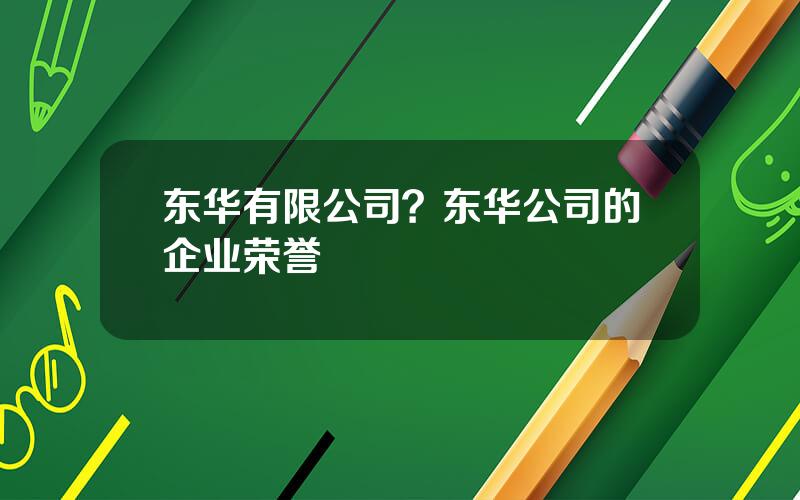 东华有限公司？东华公司的企业荣誉