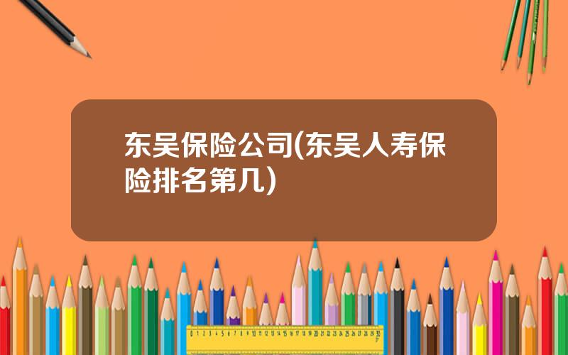 东吴保险公司(东吴人寿保险排名第几)