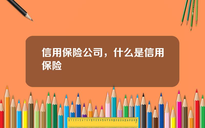 信用保险公司，什么是信用保险