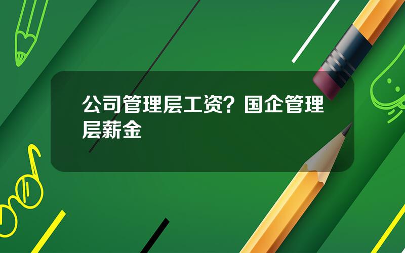 公司管理层工资？国企管理层薪金