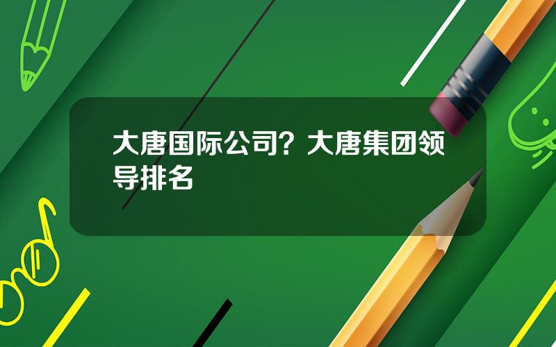 大唐国际公司？大唐集团领导排名