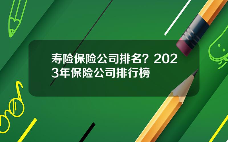 寿险保险公司排名？2023年保险公司排行榜