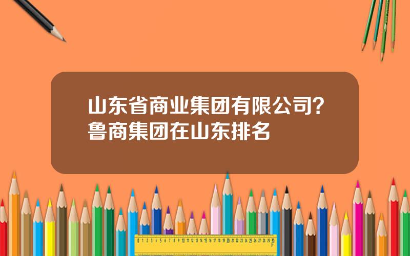 山东省商业集团有限公司？鲁商集团在山东排名