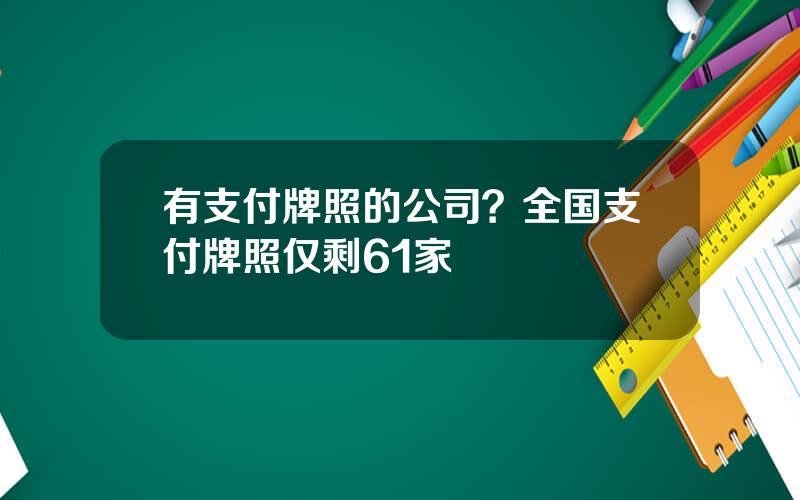 有支付牌照的公司？全国支付牌照仅剩61家