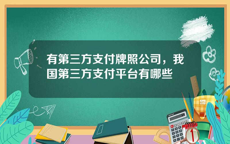 有第三方支付牌照公司，我国第三方支付平台有哪些